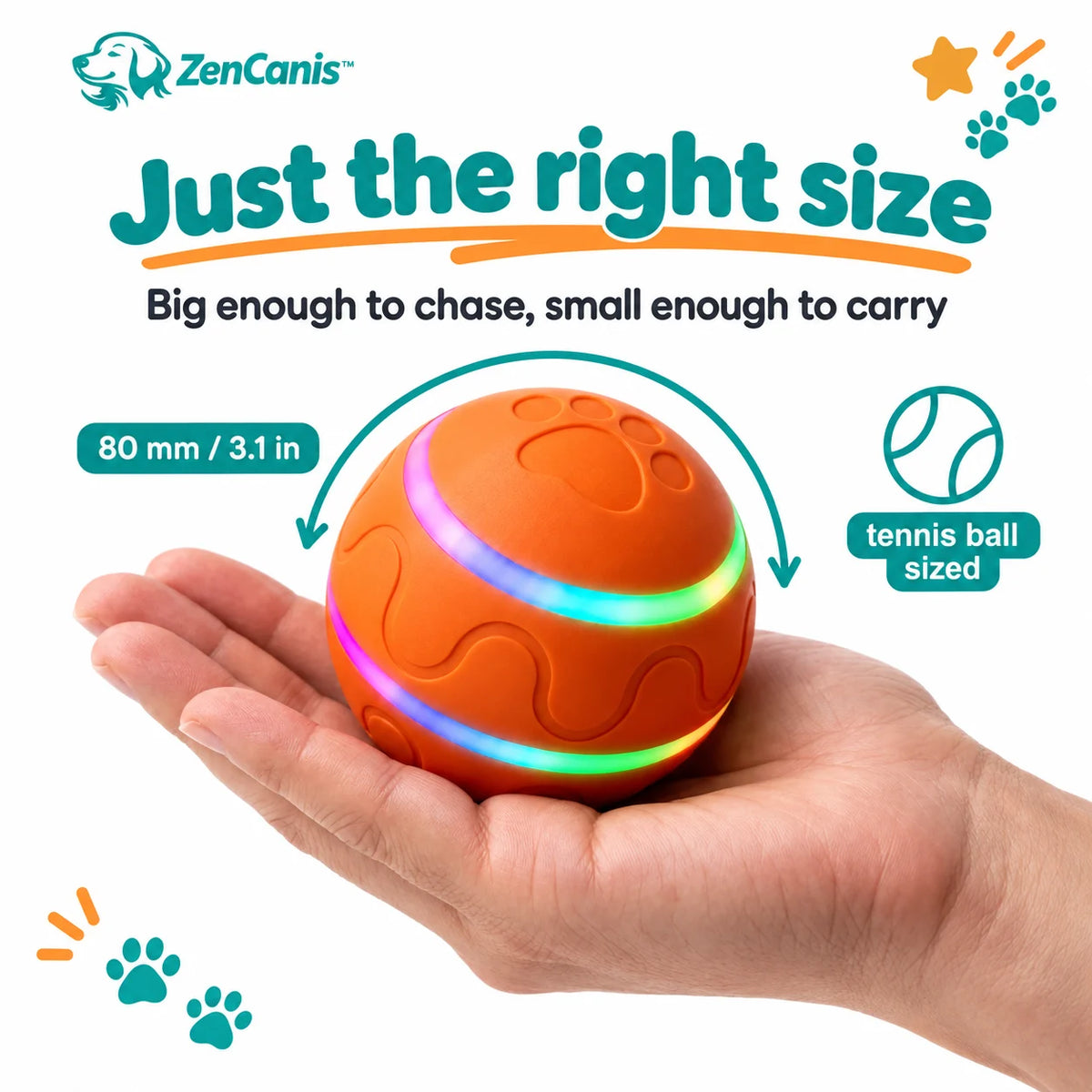ZenCanis™ Zoomie Ball – Self-Rolling Interactive Dog Toy
