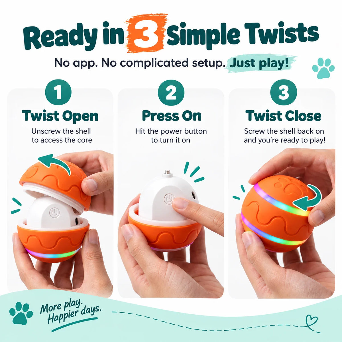 ZenCanis™ Zoomie Ball – Self-Rolling Interactive Dog Toy